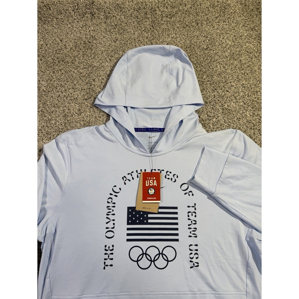 Nike Team USA Restore Men's Dri-FIT Yoga Lightweight Hoodie Light Blue Size Med